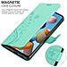 Cadorabo Custodia Compatibile Con Samsung Galaxy A21s In Turchese Fiore - Coperchio Protettivo In Design Floreale Con Chiusura Magnetica, Funzione Stand E Slot Per Carte - Foto miniatura 5