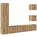 Set Mobile Tv 5 Pz Montato A Parete Rovere In Legno Multistrato - Foto miniatura 2