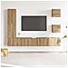 Set Mobile Tv 5 Pz Montato A Parete Rovere In Legno Multistrato - Foto miniatura 3