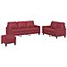 Set Di Divani 3 Pz Con Cuscini Rosso Vino In Similpelle - Foto miniatura 2