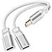 Splitter Audio /carica Lightning 2in1 Nylon, Bianco - Foto miniatura 1