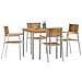 Set da Pranzo da Giardino 5 Pezzi in Legno Massello di Acacia, Tavolo da Pranzo all'aperto 90x90x74.5 cm in Legno Massello di Acacia, Sedie da Giardino impilabili 4 pezzi in Legno Massello di Acacia e Metallo - Foto miniatura 3