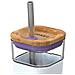 Bicchiere In Vetro 540 Ml Con Cannuccia Inox E Coperchio Bambù, Lilas - Foto miniatura 2