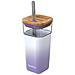 Bicchiere In Vetro 540 Ml Con Cannuccia Inox E Coperchio Bambù, Lilas - Foto miniatura 1