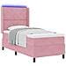 Letto a molle con materasso con led Rosa 90 x 200 cm Velluto - Foto miniatura 1