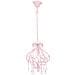 Lampadario Con Perle Rosa Rotondo E14 - Foto miniatura 4