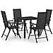 Set Mobili da Pranzo per Giardino 5 pz in Alluminio Nero - Foto miniatura 1