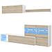 Parete Attrezzata Adams, Set Da Soggiorno Modulare Ad Angolo, Mobile Salotto Multiposizione Con Luce Led, 260x41h180 Cm, Rovere E Bianco - Foto miniatura 2