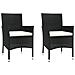 Set Bistrò da Giardino 3 pz con Cuscini in Polyrattan Nero - Foto miniatura 3