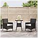 Set Bistrò da Giardino 3 pz con Cuscini in Polyrattan Nero - Foto miniatura 10