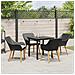 Set da pranzo da giardino 5 pezzi in polirattan nero - Foto miniatura 4