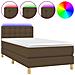 Letto a Molle Materasso e LED Marrone Scuro 100x200 cm Tessuto - Foto miniatura 1