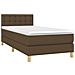 Letto a Molle Materasso e LED Marrone Scuro 100x200 cm Tessuto - Foto miniatura 3