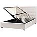 Letto Contenitore Tessuto Rouen 140 X 200 Cm Beige Chiaro - Foto miniatura 2