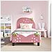 Struttura letto bambini con testata Rosa 80 x 160 cm Velluto - Foto miniatura 3