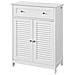 Mobiletto Base Per Bagno O Ingresso, Con Due Ante E Cassetto, In Stile Tapparelle, bianco, frg238-w - Foto miniatura 1