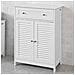Mobiletto Base Per Bagno O Ingresso, Con Due Ante E Cassetto, In Stile Tapparelle, bianco, frg238-w - Foto miniatura 5