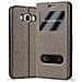 Custodia Compatibile Con Samsung Galaxy J7 2016 In Bruno Pietra - Coperchio Protettivo Con Chiusura Magnetica, Funzione Stand E 2 Finestre Di Visualizzazione - Foto miniatura 4