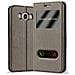 Custodia Compatibile Con Samsung Galaxy J7 2016 In Bruno Pietra - Coperchio Protettivo Con Chiusura Magnetica, Funzione Stand E 2 Finestre Di Visualizzazione - Foto miniatura 1