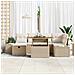 Set da Pranzo da Giardino da 7 Pezzi con Cuscini Beige Polyrattan Acacia - Foto miniatura 3