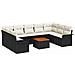 Set Divano da Giardino  da 10 Pezzi con Cuscini Nero Polyrattan Acacia, Divano da Giardino  da 2 posti con Spazio di Stoccaggio e Cuscini Nero Polyrattan - Foto miniatura 1