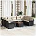 Set Divano da Giardino  da 10 Pezzi con Cuscini Nero Polyrattan Acacia, Divano da Giardino  da 2 posti con Spazio di Stoccaggio e Cuscini Nero Polyrattan - Foto miniatura 2
