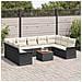 Set Divano da Giardino  da 10 Pezzi con Cuscini Nero Polyrattan Acacia, Divano da Giardino  da 2 posti con Spazio di Stoccaggio e Cuscini Nero Polyrattan - Foto miniatura 3