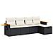 Set Divani da Giardino 5 pz con Cuscini in Polyrattan Nero - Foto miniatura 1