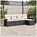 Set Divani da Giardino 5 pz con Cuscini in Polyrattan Nero - Foto miniatura 2