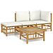 Set Salotto da Giardino 4pz con Cuscini Bianco Crema in Bambù - Foto miniatura 1