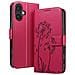 Custodia A Portafoglio Per Iphone 16 Design Premium Fiori Farfalla, Rosso - Foto miniatura 1