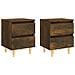 Comodini con Gambe in Legno Massello 2pz Rovere Fumo 40x30x50cm - Foto miniatura 2