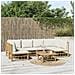 Set Salotto Da Giardino 7pz Con Cuscini Bianco Crema In Bambù - Foto miniatura 1