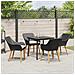 Set da Pranzo da Giardino 5 Pezzi Rattan Polietilene Nero - Foto miniatura 4