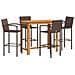 Set Bar Giardino 5pz Marrone Legno Massello Acacia e Polyrattan - Foto miniatura 1