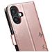 Custodia A Portafoglio Per Iphone 16 Design Premium Fiori Farfalla, Rosa Champagne - Foto miniatura 2