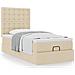 Struttura Letto Pouf con Materasso Crema 80x200 cm in Tessuto - Foto miniatura 4