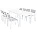 Set Tavolo Giardino Rettangolare Allungabile 160/240 X 90 Con 8 Sedie In Alluminio Bianco E Textilene Da Esterno - Foto miniatura 1