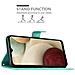Custodia Compatibile Con Samsung Galaxy A12 / M12 In Turchese Fiore - Coperchio Protettivo In Design Floreale Con Chiusura Magnetica, Funzione Stand E Slot Per Carte - Foto miniatura 3