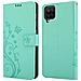Custodia Compatibile Con Samsung Galaxy A12 / M12 In Turchese Fiore - Coperchio Protettivo In Design Floreale Con Chiusura Magnetica, Funzione Stand E Slot Per Carte - Foto miniatura 7