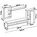 Parete Attrezzata Beverin, Set Da Soggiorno Componibile, Mobile Salotto Multiposizione, 265x42h180 Cm, Bianco E Cemento - Foto miniatura 3