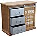 Mobiletto Credenza Da Interno Bar In Legno E Metallo Con 3 Cassetti E Anta Scorrevole Linea Industrial - Foto miniatura 2