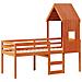 Letto A Soppalco Con Tetto Marrone Cera 90x200 Cm Legno Di Pino - Foto miniatura 3