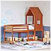 Letto A Soppalco Con Tetto Marrone Cera 90x200 Cm Legno Di Pino - Foto miniatura 1