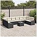 Set Divano da Giardino da 10 Pezzi con Cuscini Rattan Poliestere Marrone - Foto miniatura 3