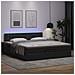 Pouf Letto con Materassi e LED Nero 160x200cm Similpelle - Foto miniatura 3