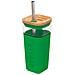Tazza In Vetro 540 Ml Con Coperchio In Bambù E Cannuccia Inox, Verde - Foto miniatura 1