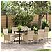 Set da Pranzo per Giardino con cuscino 7 pcs Beige Poly Rattan - Foto miniatura 2
