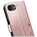 Custodia A Portafoglio Per Iphone 16e Design Premium Fiori Farfalla, Rosa Champagne - Foto miniatura 3