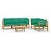 Set Salotto Da Giardino 6pz Con Cuscini Verdi Bambù - Foto miniatura 2